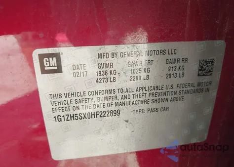 2017 Chevrolet Malibu Premier from USA, damaged, VIN 1G1ZH5SX0HF222899